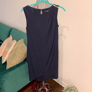 Navy Blue Asymmetrical dress with gold studs